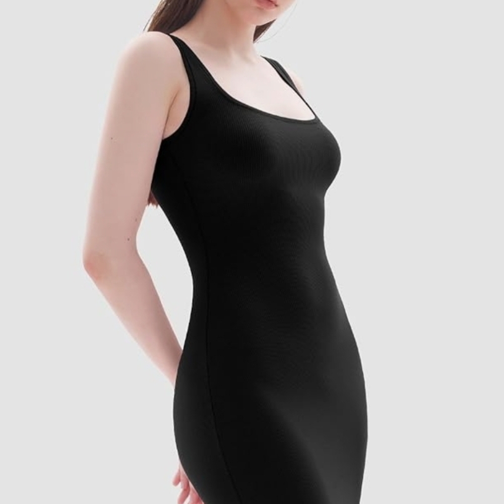 Bodycon Black Sleeveless Ribbed Dress Size Extra Small Lightweight